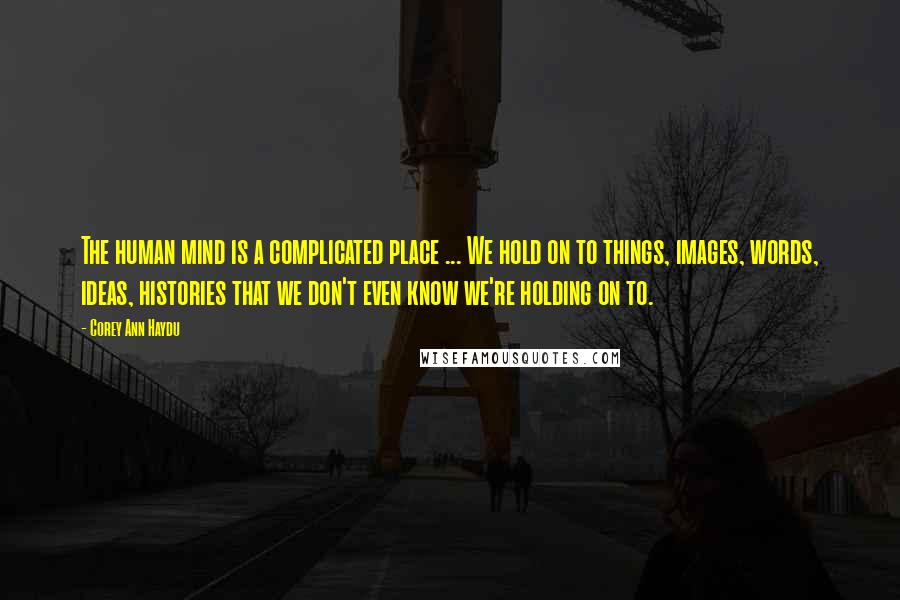 Corey Ann Haydu Quotes: The human mind is a complicated place ... We hold on to things, images, words, ideas, histories that we don't even know we're holding on to.
