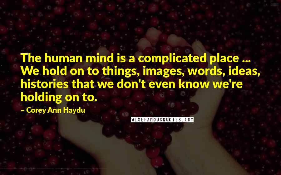 Corey Ann Haydu Quotes: The human mind is a complicated place ... We hold on to things, images, words, ideas, histories that we don't even know we're holding on to.