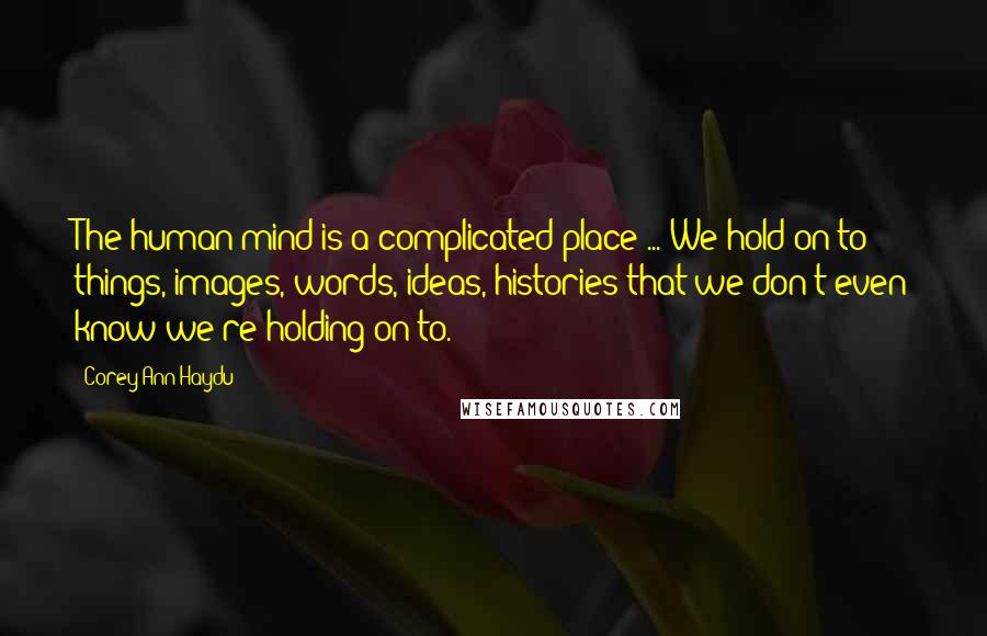 Corey Ann Haydu Quotes: The human mind is a complicated place ... We hold on to things, images, words, ideas, histories that we don't even know we're holding on to.