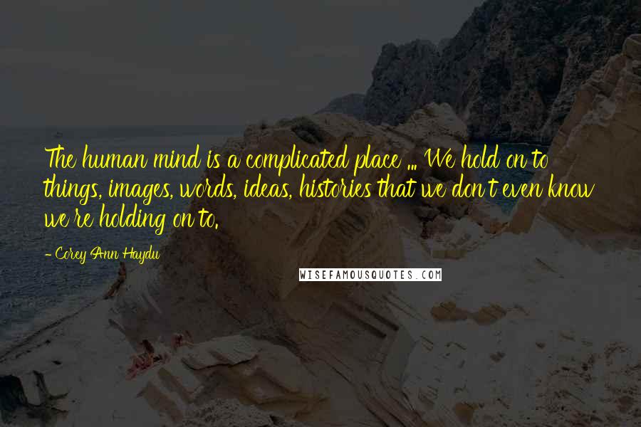 Corey Ann Haydu Quotes: The human mind is a complicated place ... We hold on to things, images, words, ideas, histories that we don't even know we're holding on to.
