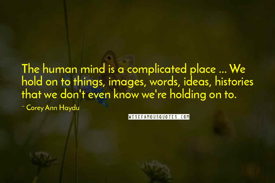 Corey Ann Haydu Quotes: The human mind is a complicated place ... We hold on to things, images, words, ideas, histories that we don't even know we're holding on to.