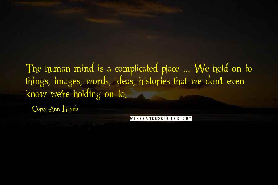 Corey Ann Haydu Quotes: The human mind is a complicated place ... We hold on to things, images, words, ideas, histories that we don't even know we're holding on to.