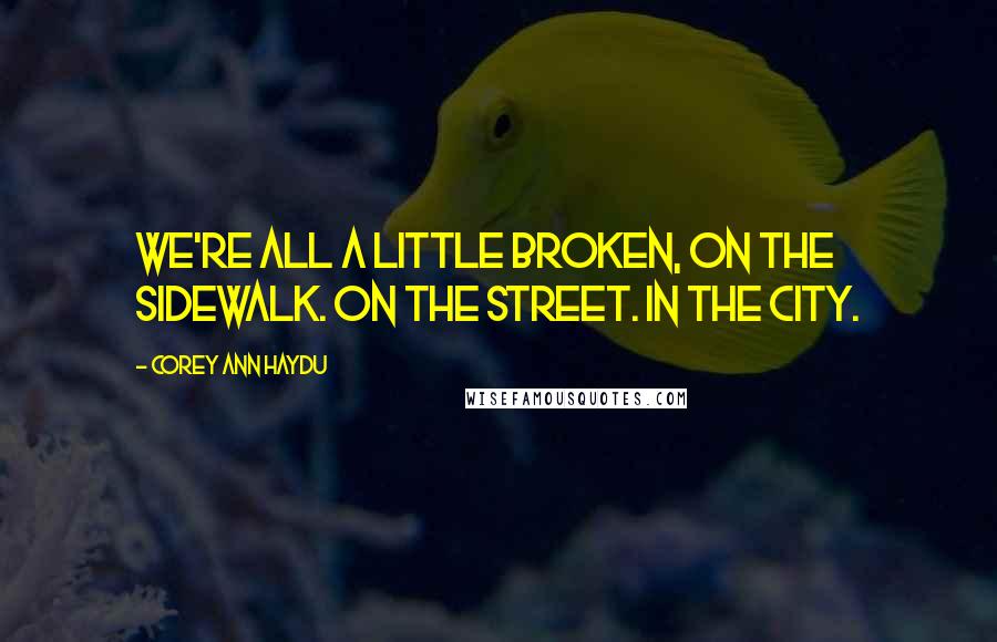 Corey Ann Haydu Quotes: We're all a little broken, on the sidewalk. On the street. In the city.