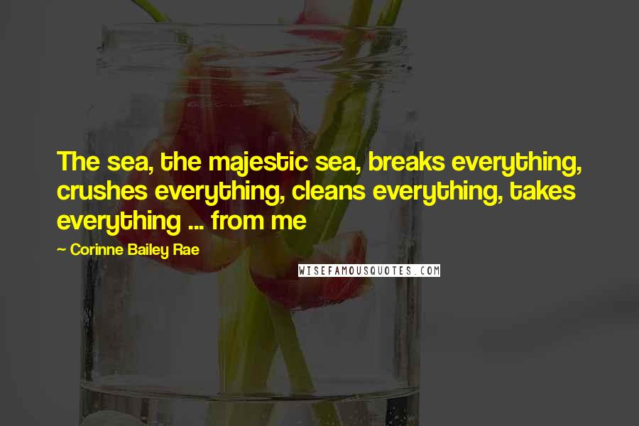 Corinne Bailey Rae Quotes: The sea, the majestic sea, breaks everything, crushes everything, cleans everything, takes everything ... from me