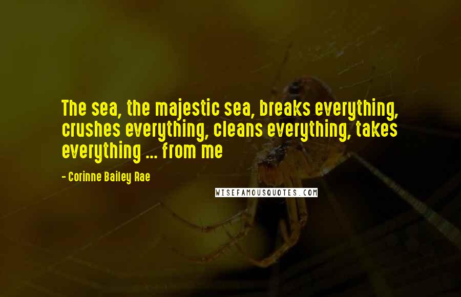 Corinne Bailey Rae Quotes: The sea, the majestic sea, breaks everything, crushes everything, cleans everything, takes everything ... from me