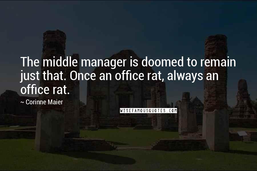 Corinne Maier Quotes: The middle manager is doomed to remain just that. Once an office rat, always an office rat.