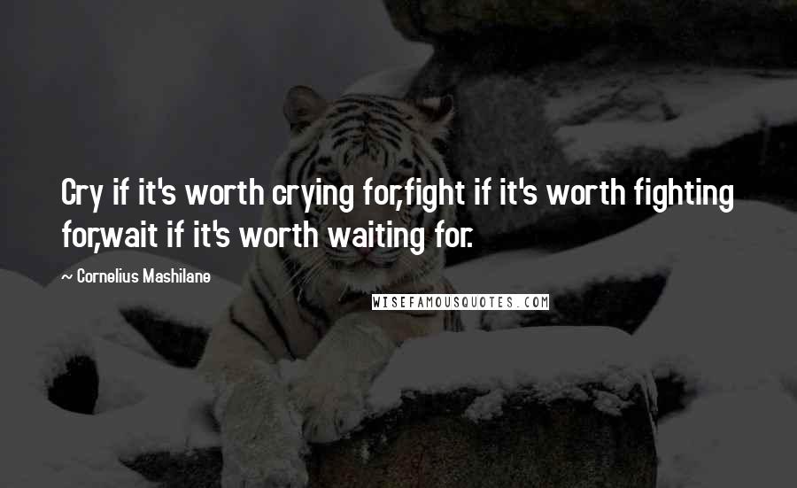 Cornelius Mashilane Quotes: Cry if it's worth crying for,fight if it's worth fighting for,wait if it's worth waiting for.