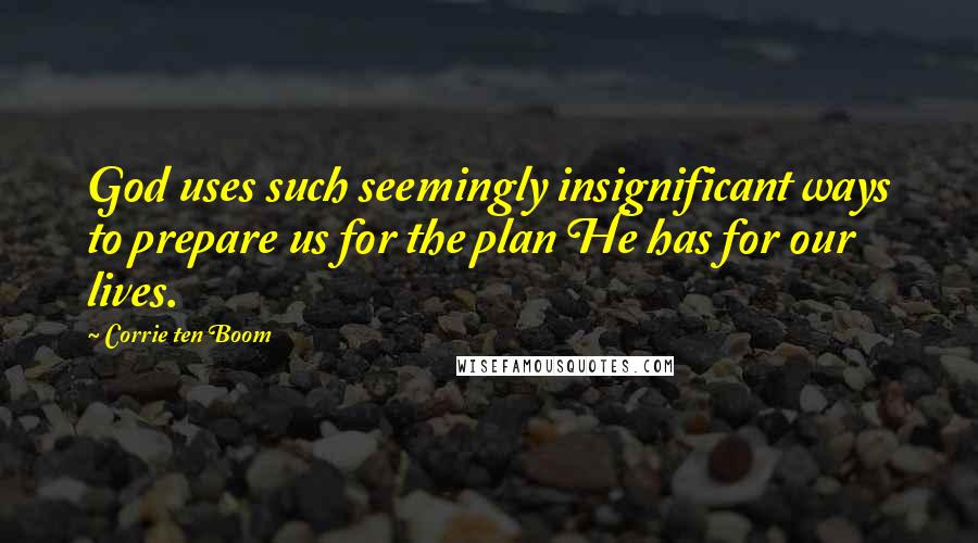 Corrie Ten Boom Quotes: God uses such seemingly insignificant ways to prepare us for the plan He has for our lives.