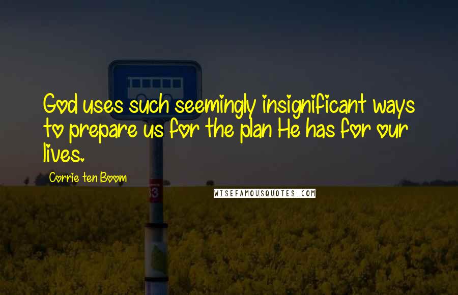 Corrie Ten Boom Quotes: God uses such seemingly insignificant ways to prepare us for the plan He has for our lives.