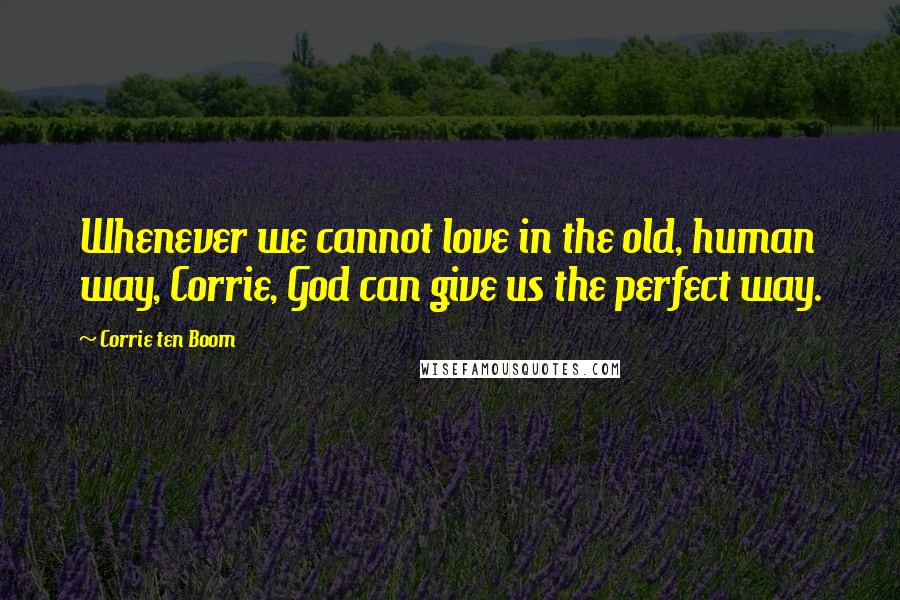 Corrie Ten Boom Quotes: Whenever we cannot love in the old, human way, Corrie, God can give us the perfect way.