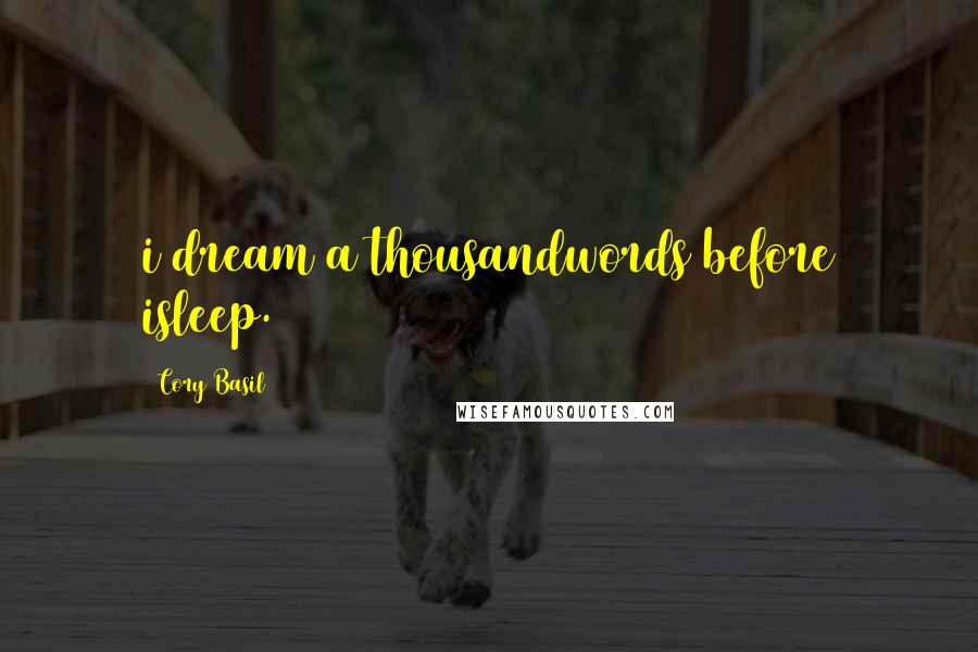 Cory Basil Quotes: i dream a thousandwords before isleep.