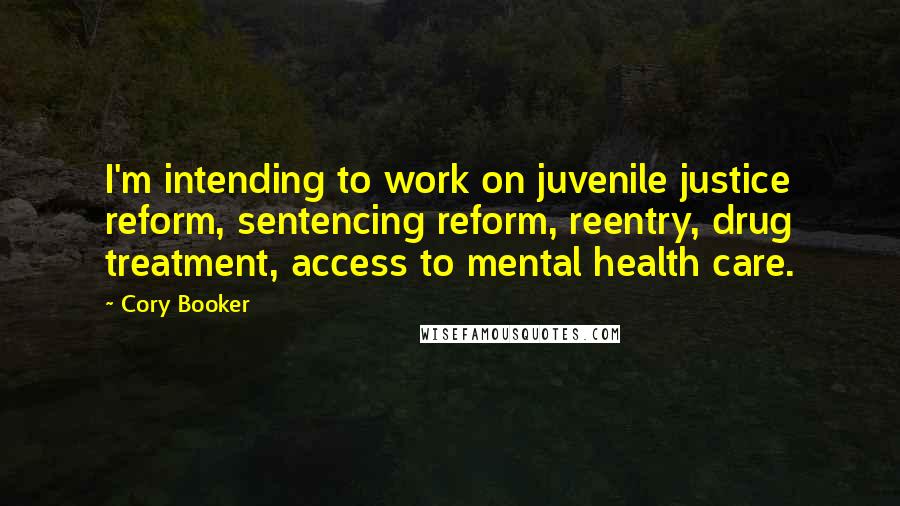 Cory Booker Quotes: I'm intending to work on juvenile justice reform, sentencing reform, reentry, drug treatment, access to mental health care.