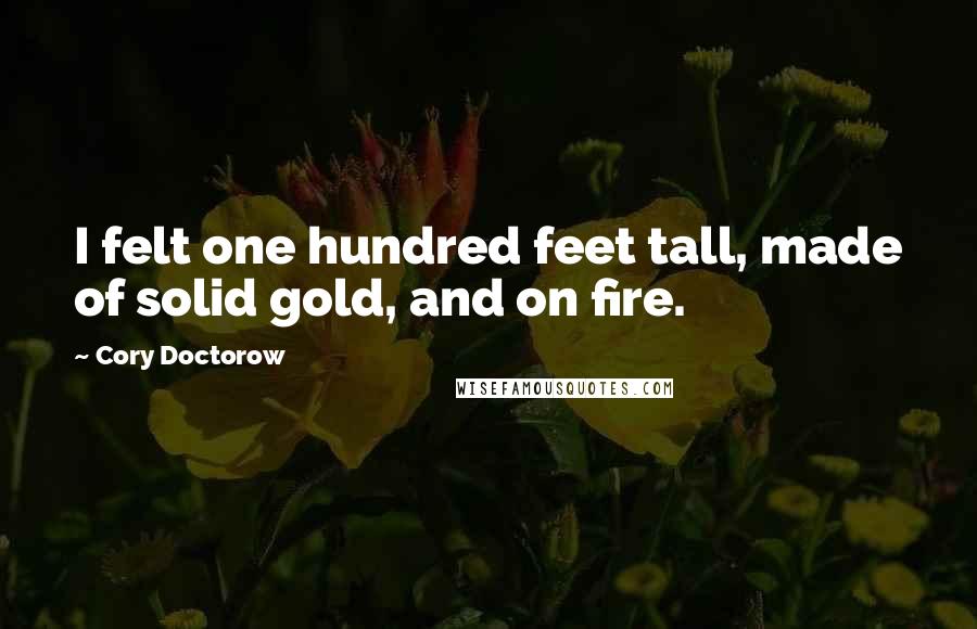 Cory Doctorow Quotes: I felt one hundred feet tall, made of solid gold, and on fire.