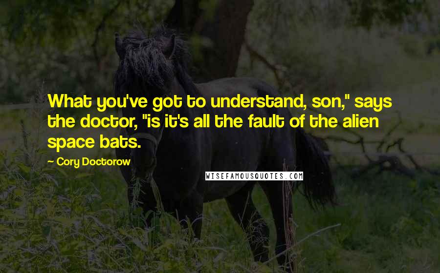 Cory Doctorow Quotes: What you've got to understand, son," says the doctor, "is it's all the fault of the alien space bats.