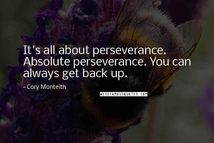 Cory Monteith Quotes: It's all about perseverance. Absolute perseverance. You can always get back up.