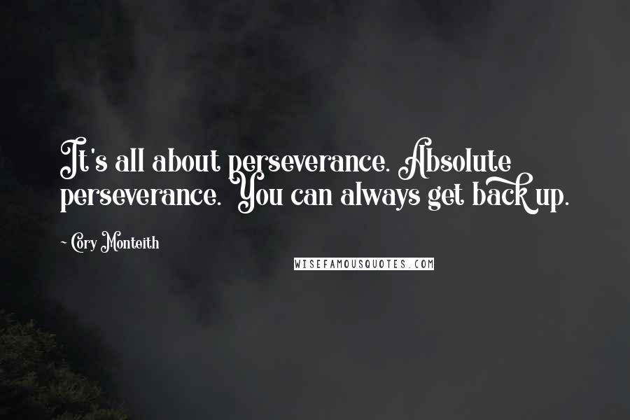 Cory Monteith Quotes: It's all about perseverance. Absolute perseverance. You can always get back up.