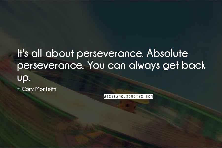 Cory Monteith Quotes: It's all about perseverance. Absolute perseverance. You can always get back up.