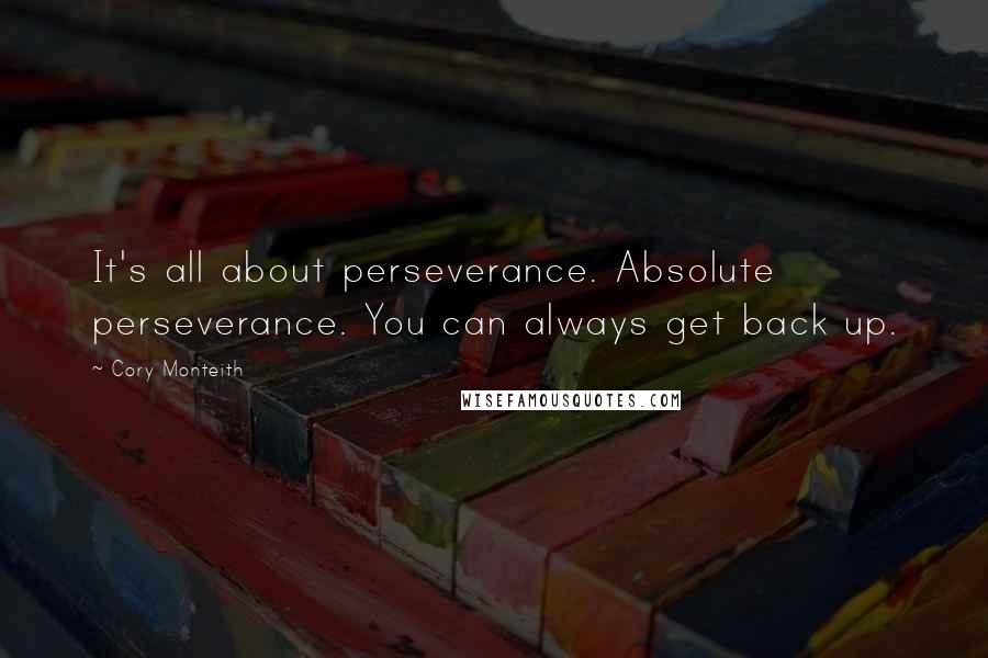 Cory Monteith Quotes: It's all about perseverance. Absolute perseverance. You can always get back up.