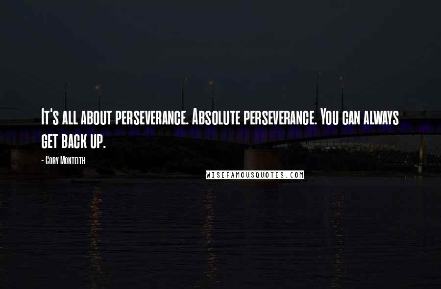 Cory Monteith Quotes: It's all about perseverance. Absolute perseverance. You can always get back up.