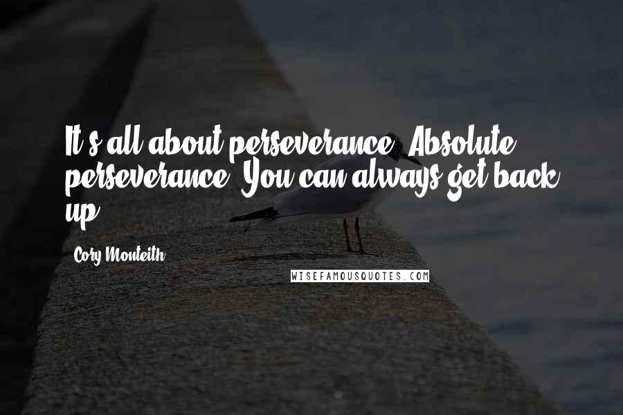 Cory Monteith Quotes: It's all about perseverance. Absolute perseverance. You can always get back up.