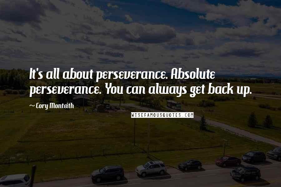 Cory Monteith Quotes: It's all about perseverance. Absolute perseverance. You can always get back up.