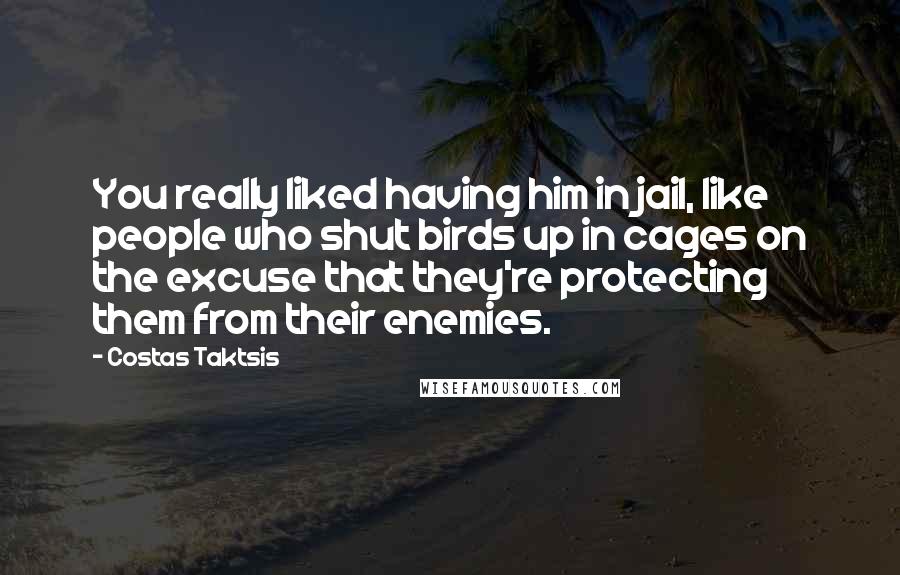 Costas Taktsis Quotes: You really liked having him in jail, like people who shut birds up in cages on the excuse that they're protecting them from their enemies.