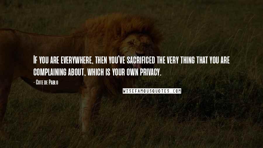 Cote De Pablo Quotes: If you are everywhere, then you've sacrificed the very thing that you are complaining about, which is your own privacy.