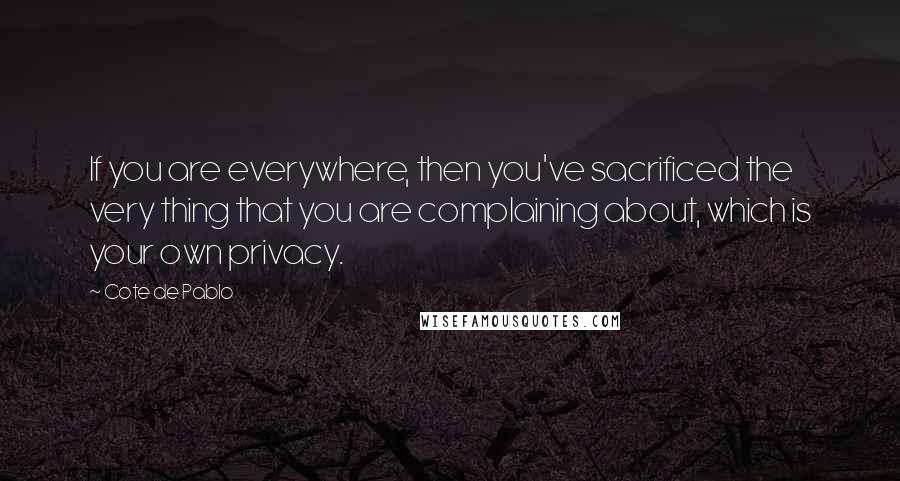 Cote De Pablo Quotes: If you are everywhere, then you've sacrificed the very thing that you are complaining about, which is your own privacy.