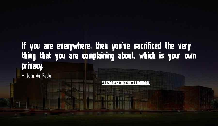 Cote De Pablo Quotes: If you are everywhere, then you've sacrificed the very thing that you are complaining about, which is your own privacy.