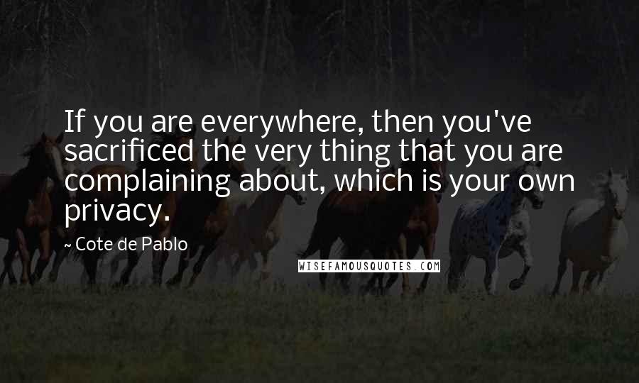 Cote De Pablo Quotes: If you are everywhere, then you've sacrificed the very thing that you are complaining about, which is your own privacy.