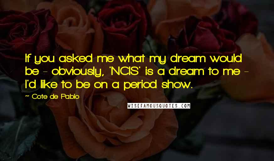 Cote De Pablo Quotes: If you asked me what my dream would be - obviously, 'NCIS' is a dream to me - I'd like to be on a period show.