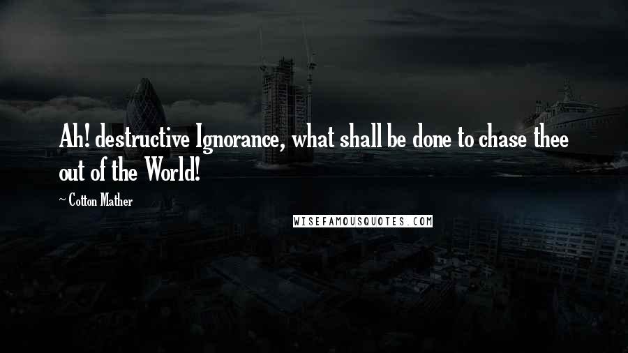 Cotton Mather Quotes: Ah! destructive Ignorance, what shall be done to chase thee out of the World!