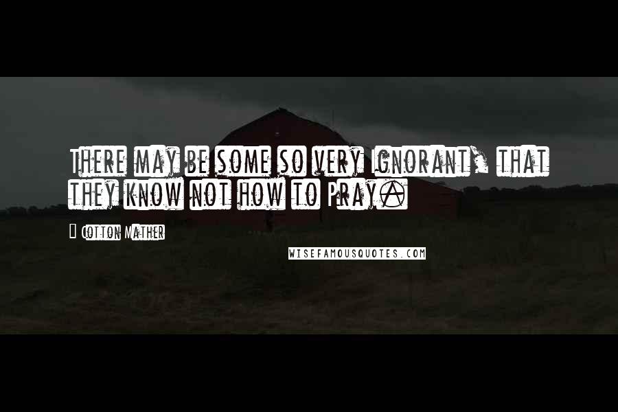 Cotton Mather Quotes: There may be some so very Ignorant, that they know not how to Pray.