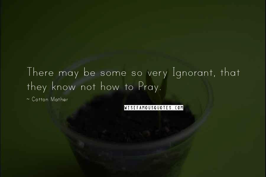 Cotton Mather Quotes: There may be some so very Ignorant, that they know not how to Pray.