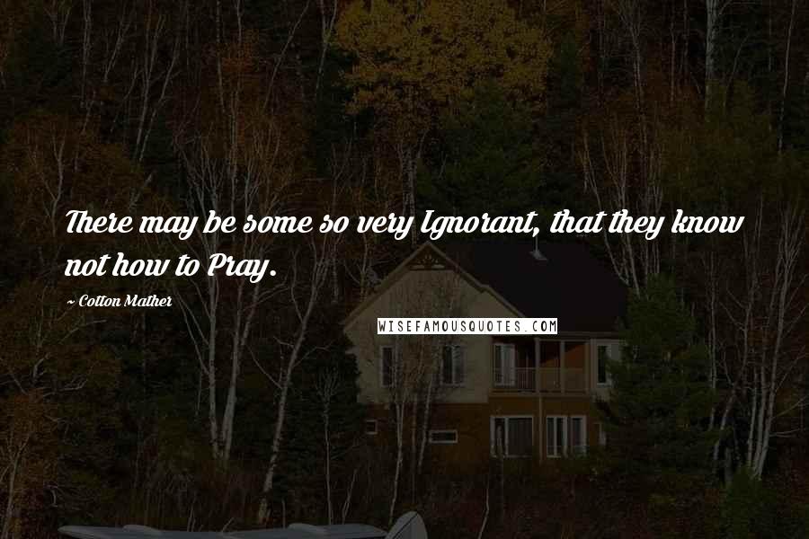 Cotton Mather Quotes: There may be some so very Ignorant, that they know not how to Pray.