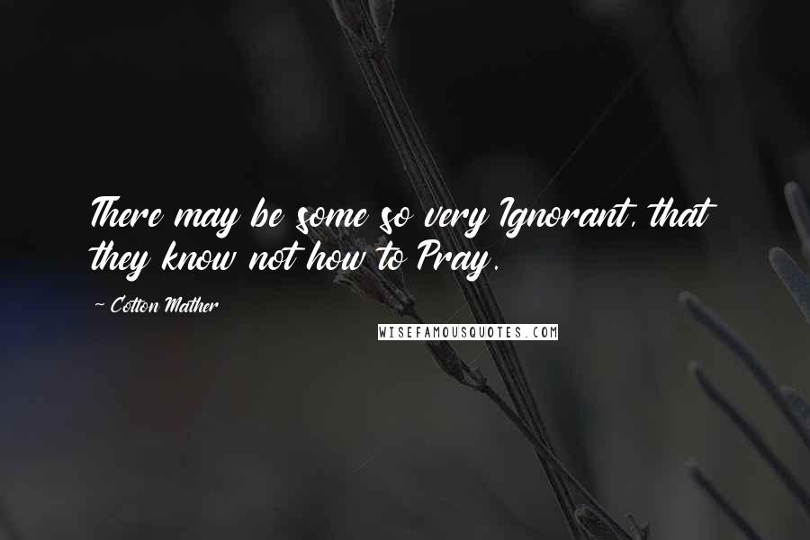 Cotton Mather Quotes: There may be some so very Ignorant, that they know not how to Pray.