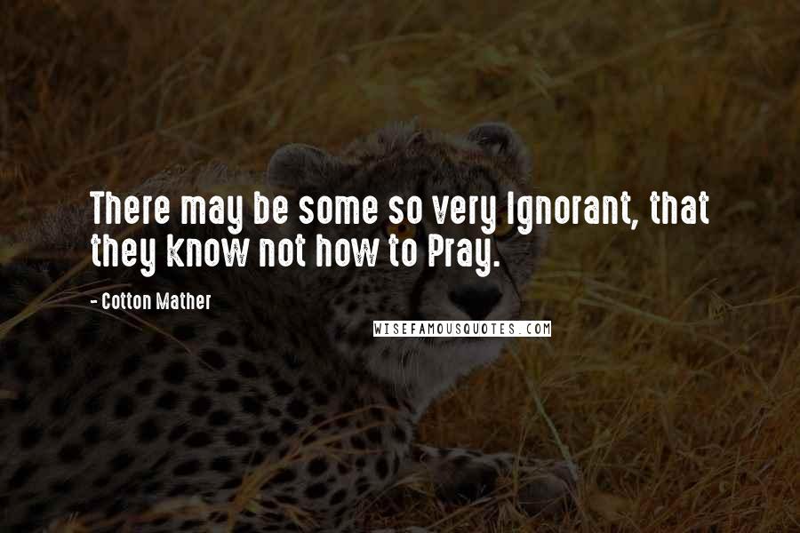 Cotton Mather Quotes: There may be some so very Ignorant, that they know not how to Pray.