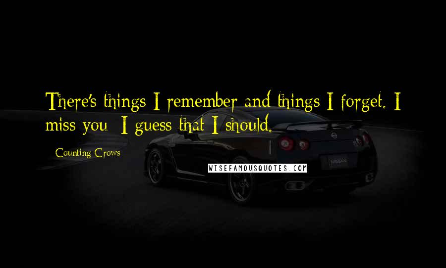 Counting Crows Quotes: There's things I remember and things I forget. I miss you; I guess that I should.