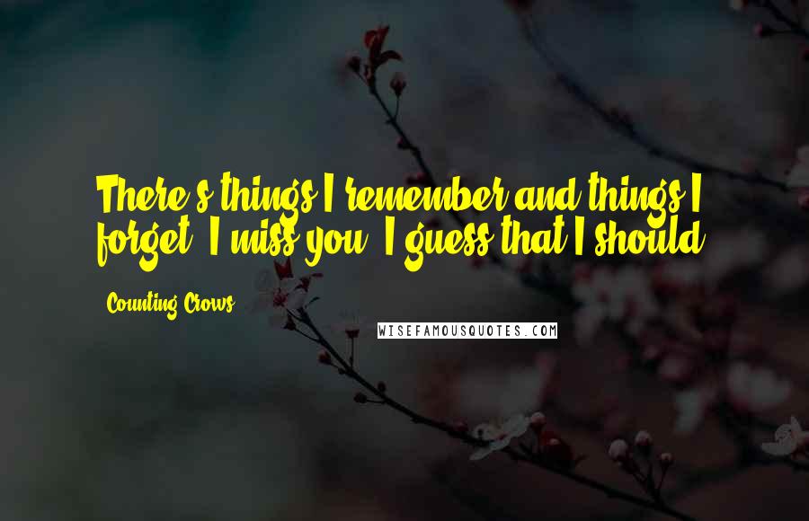 Counting Crows Quotes: There's things I remember and things I forget. I miss you; I guess that I should.