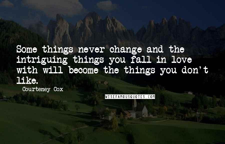 Courteney Cox Quotes: Some things never change and the intriguing things you fall in love with will become the things you don't like.