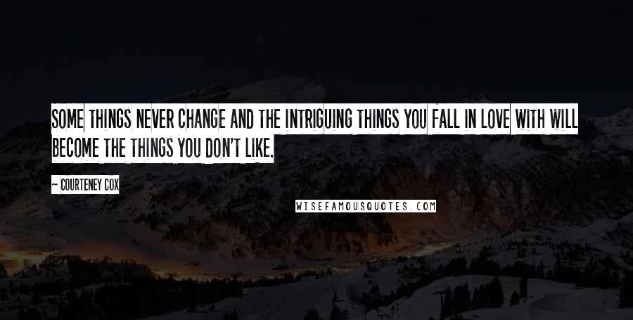 Courteney Cox Quotes: Some things never change and the intriguing things you fall in love with will become the things you don't like.