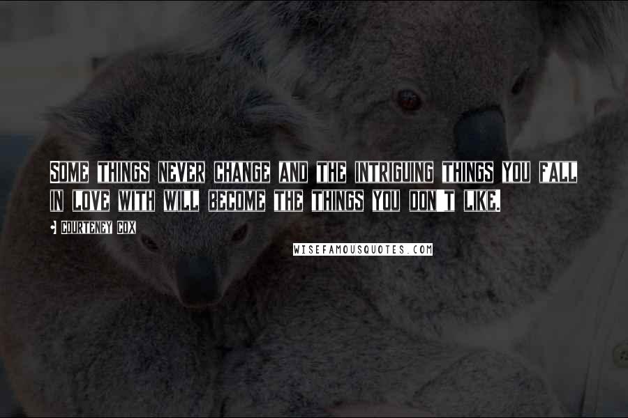 Courteney Cox Quotes: Some things never change and the intriguing things you fall in love with will become the things you don't like.