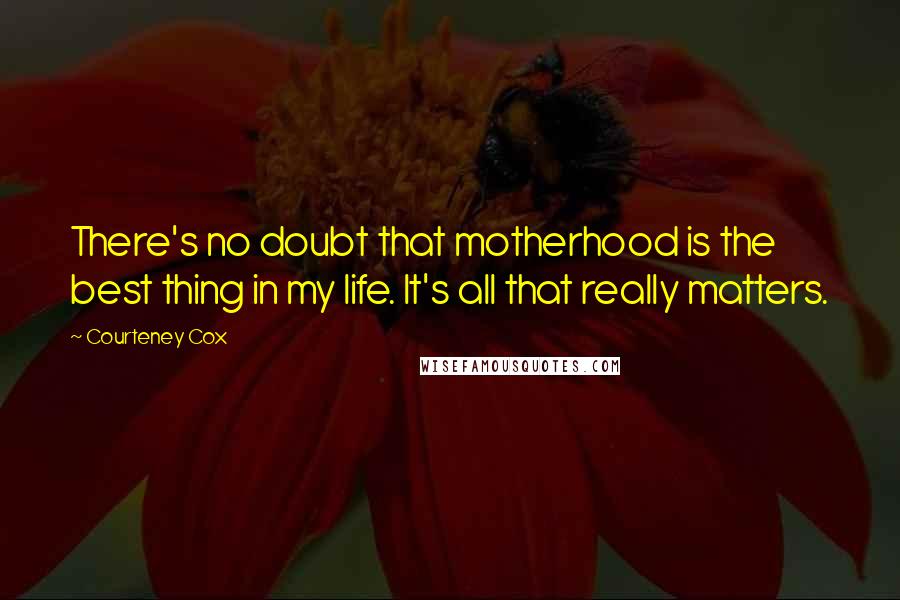 Courteney Cox Quotes: There's no doubt that motherhood is the best thing in my life. It's all that really matters.