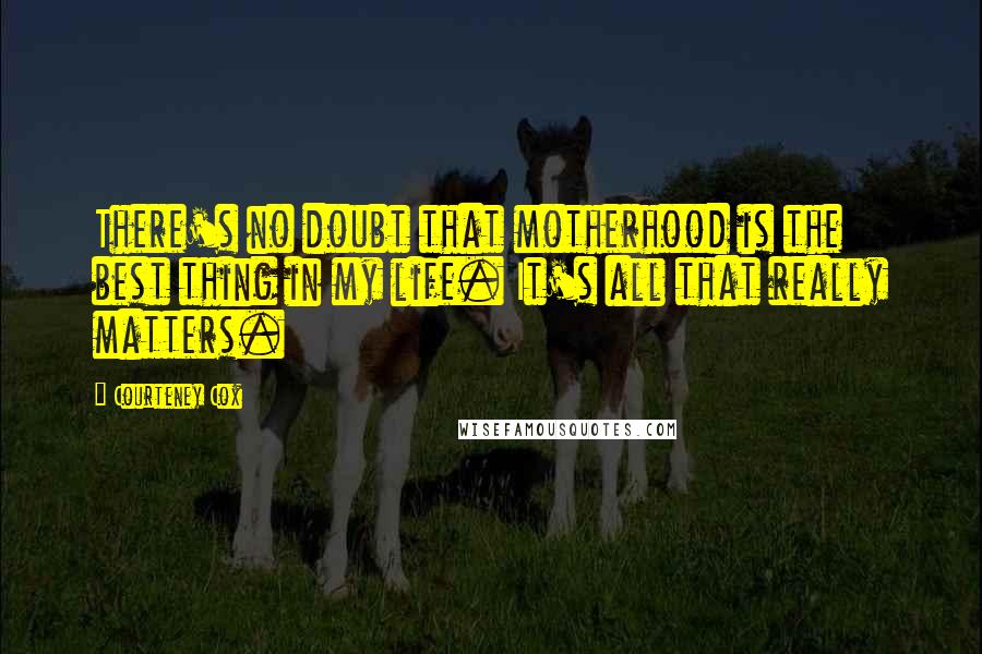 Courteney Cox Quotes: There's no doubt that motherhood is the best thing in my life. It's all that really matters.