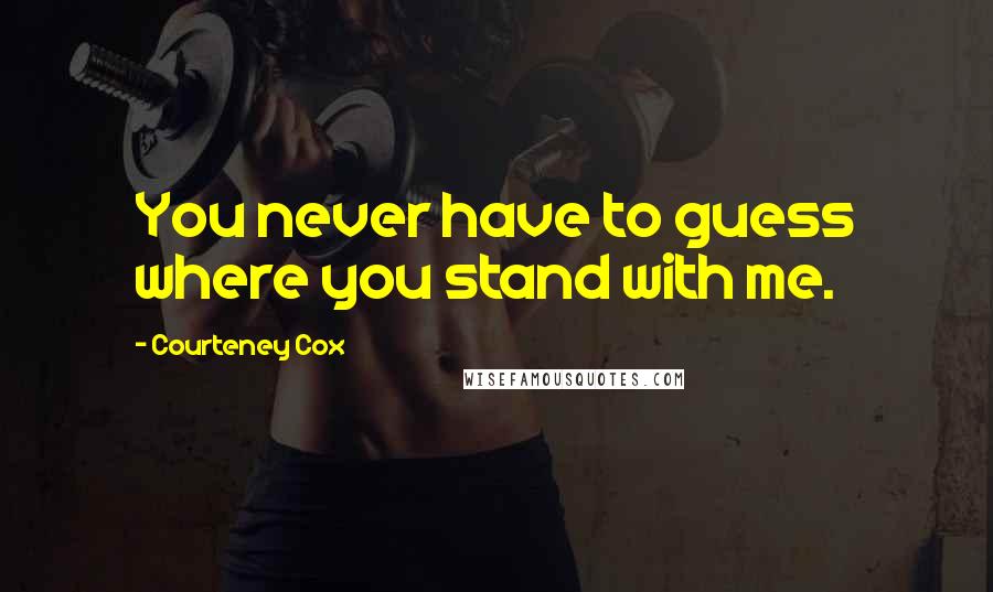 Courteney Cox Quotes: You never have to guess where you stand with me.