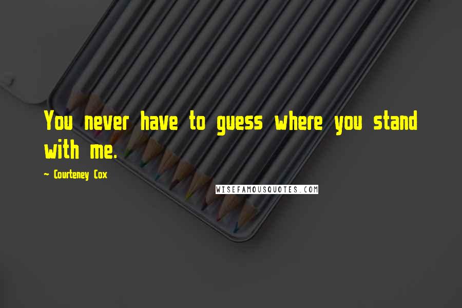 Courteney Cox Quotes: You never have to guess where you stand with me.