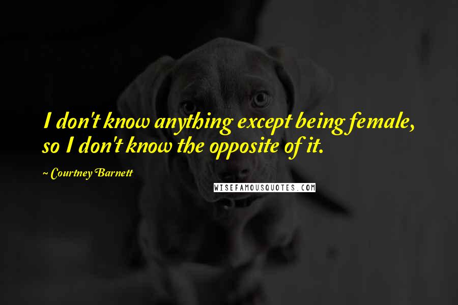 Courtney Barnett Quotes: I don't know anything except being female, so I don't know the opposite of it.