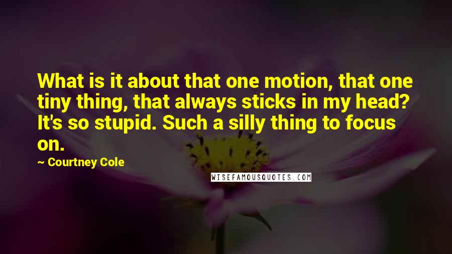 Courtney Cole Quotes: What is it about that one motion, that one tiny thing, that always sticks in my head?  It's so stupid. Such a silly thing to focus on.