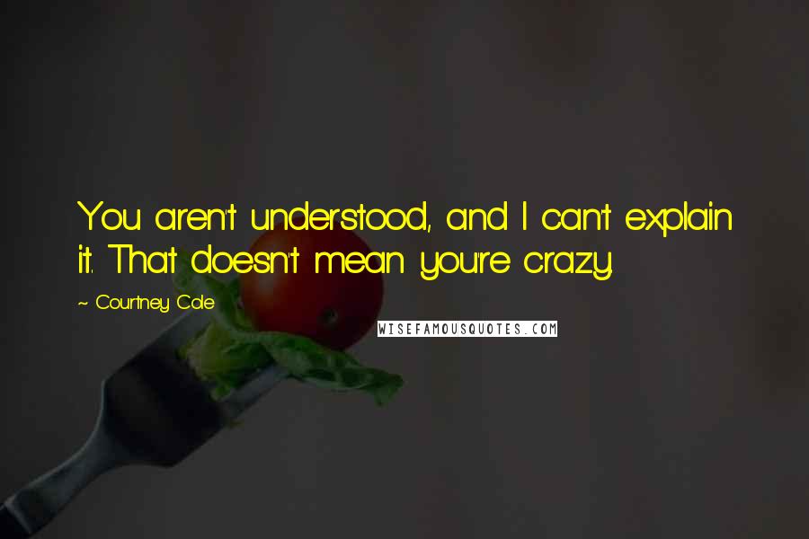 Courtney Cole Quotes: You aren't understood, and I can't explain it. That doesn't mean you're crazy.
