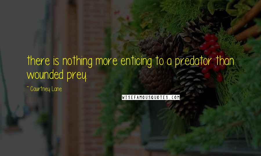 Courtney Lane Quotes: there is nothing more enticing to a predator than wounded prey.